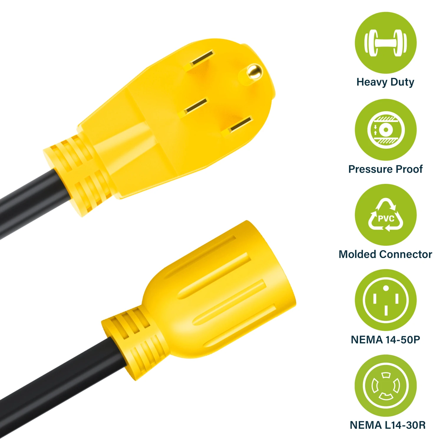 50 AMP Male (NEMA 14-50P) To 30 AMP Female Twist Lock (NEMA L14-30R) RV Dogbone Generator Adapter Cord, 1.5 Feet(Gearit 50 Amp Male Nema 14 50p To 30 Amp Female Twist Lock Nema L14 30r Rv Dogbone Generator Adapter Cord 1 5 Feet) 4 50 AMP Male (NEMA 14-50P) To 30 AMP Female Twist Lock (NEMA L14-30R) RV Dogbone Generator Adapter Cord, 1.5 Feet(Gearit 50 Amp Male Nema 14 50p To 30 Amp Female Twist Lock Nema L14 30r Rv Dogbone Generator Adapter Cord 1 5 Feet) - Image 4