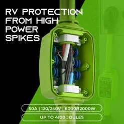 50 Amp Heavy Duty Weather Resistant RV Surge Protector, Green(Gearit Rv Surge Protector 50 Amp Circuit Analyzer Voltage Protector Monitor With Surge Protection 4100 Joules Weather Resistant 50a Extension Plug For Rv Trailer Travel Outdoor Camper) 12 50 Amp Heavy Duty Weather Resistant RV Surge Protector, Green(Gearit Rv Surge Protector 50 Amp Circuit Analyzer Voltage Protector Monitor With Surge Protection 4100 Joules Weather Resistant 50a Extension Plug For Rv Trailer Travel Outdoor Camper) -GEARit Store GI RVSP 50A 2