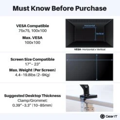 Single Monitor Mount Desk Stand Up To 32" Monitor - Fully Adjustable Tilt, Swivel, Rotate (Up To 19.8 Lbs)(Gearit Single Monitor Mount Desk Stand Up To 32 Monitor Fully Adjustable Tilt Swivel Rotate Up To 19 8 Lbs) -GEARit Store GI SGSM BK 32 2