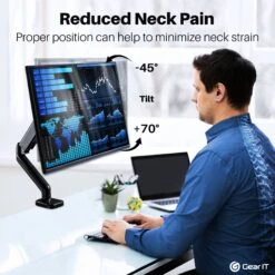 Single Monitor Mount Desk Stand Up To 32" Monitor - Fully Adjustable Tilt, Swivel, Rotate (Up To 19.8 Lbs)(Gearit Single Monitor Mount Desk Stand Up To 32 Monitor Fully Adjustable Tilt Swivel Rotate Up To 19 8 Lbs) -GEARit Store GI SGSM BK 32 5