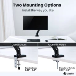Single Monitor Mount Desk Stand Up To 32" Monitor - Fully Adjustable Tilt, Swivel, Rotate (Up To 19.8 Lbs)(Gearit Single Monitor Mount Desk Stand Up To 32 Monitor Fully Adjustable Tilt Swivel Rotate Up To 19 8 Lbs) -GEARit Store GI SGSM BK 32 8