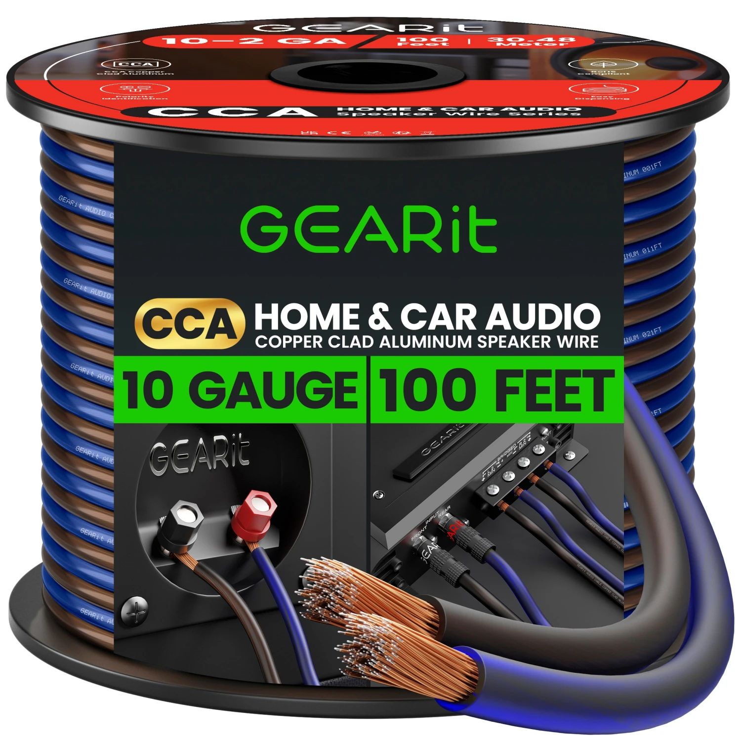 10 Gauge Speaker Wire CCA - Copper Clad Aluminum, Translucent(Copy Of Gearit 10 Gauge Speaker Wire Cca Copper Clad Aluminum Translucent) 1 10 Gauge Speaker Wire CCA - Copper Clad Aluminum, Translucent(Copy Of Gearit 10 Gauge Speaker Wire Cca Copper Clad Aluminum Translucent)