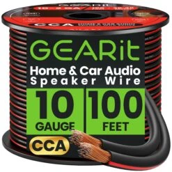 10 Gauge Speaker Wire CCA - Copper Clad Aluminum, Black(Gearit 10 Gauge Speaker Wire Cca Copper Clad Aluminum Home Theater Car Speakers More) -GEARit Store GI SPKR 10AWG CC 100FT