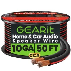 10 Gauge Speaker Wire CCA - Copper Clad Aluminum, Black(Gearit 10 Gauge Speaker Wire Cca Copper Clad Aluminum Home Theater Car Speakers More)
