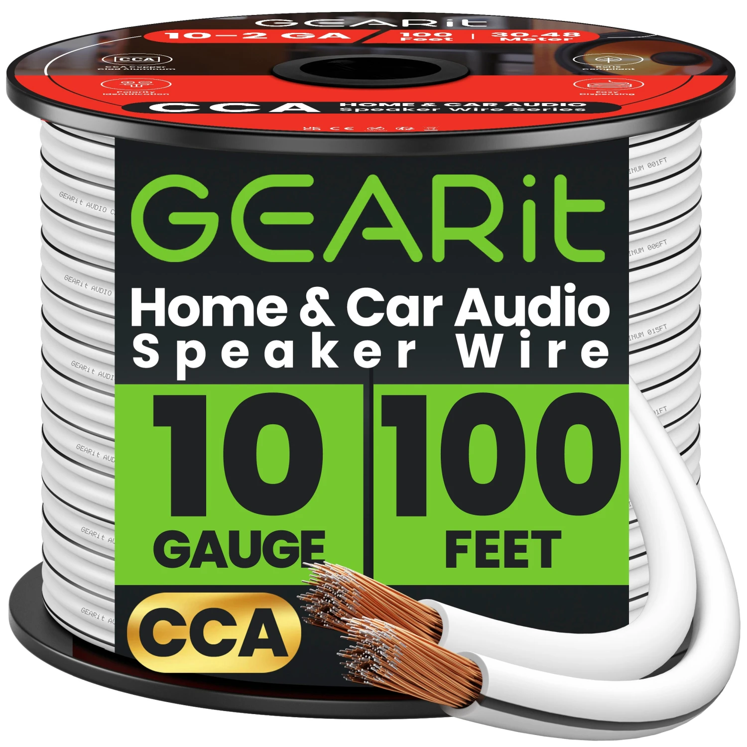 10 Gauge Speaker Wire CCA - Copper Clad Aluminum, White(Gearit 10 Gauge Speaker Wire Cca Copper Clad Aluminum White) 9 10 Gauge Speaker Wire CCA - Copper Clad Aluminum, White(Gearit 10 Gauge Speaker Wire Cca Copper Clad Aluminum White) - Image 9
