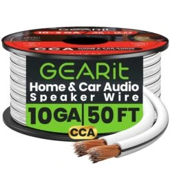 10 Gauge Speaker Wire CCA - Copper Clad Aluminum, White(Gearit 10 Gauge Speaker Wire Cca Copper Clad Aluminum White)