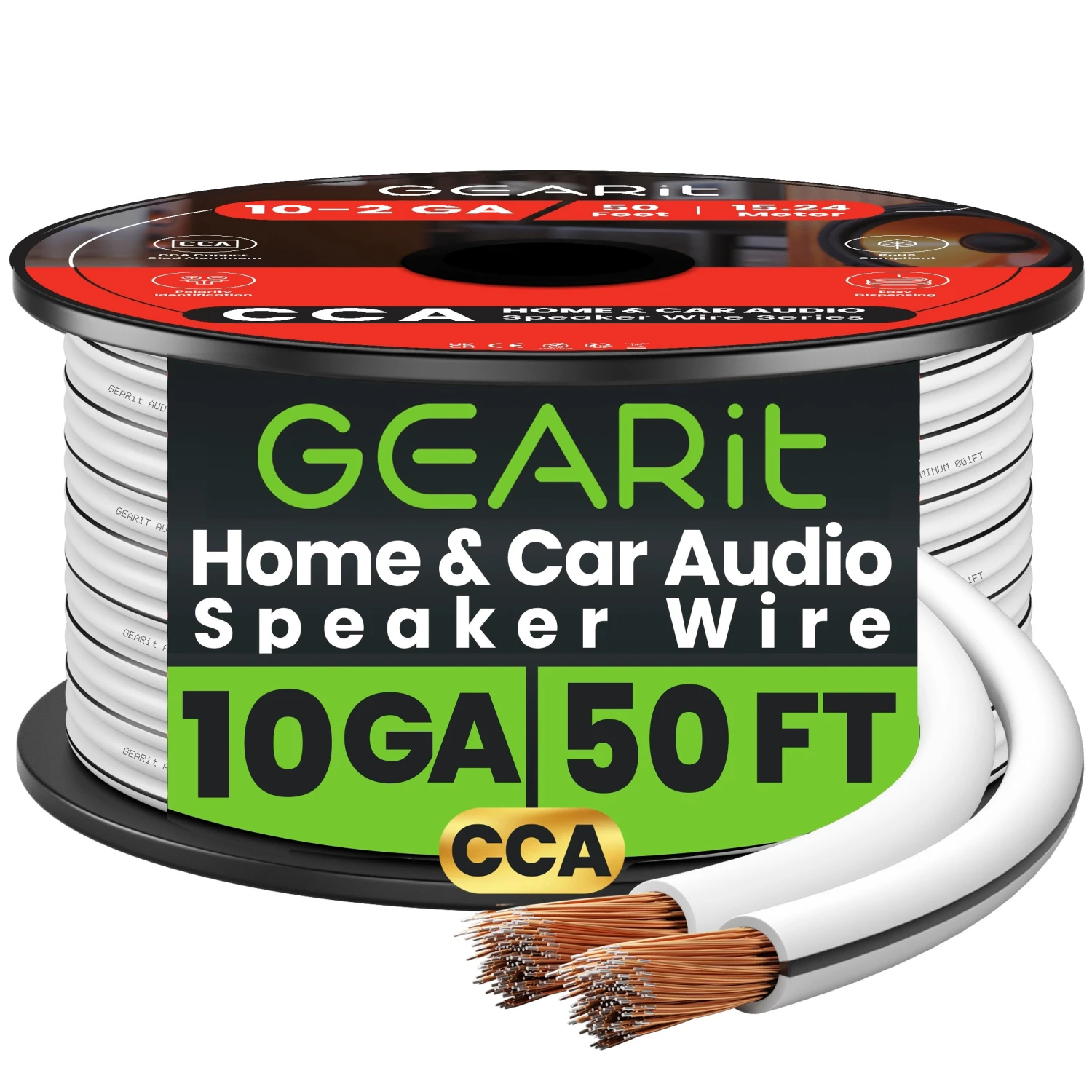 10 Gauge Speaker Wire CCA - Copper Clad Aluminum, White(Gearit 10 Gauge Speaker Wire Cca Copper Clad Aluminum White) 1 10 Gauge Speaker Wire CCA - Copper Clad Aluminum, White(Gearit 10 Gauge Speaker Wire Cca Copper Clad Aluminum White)