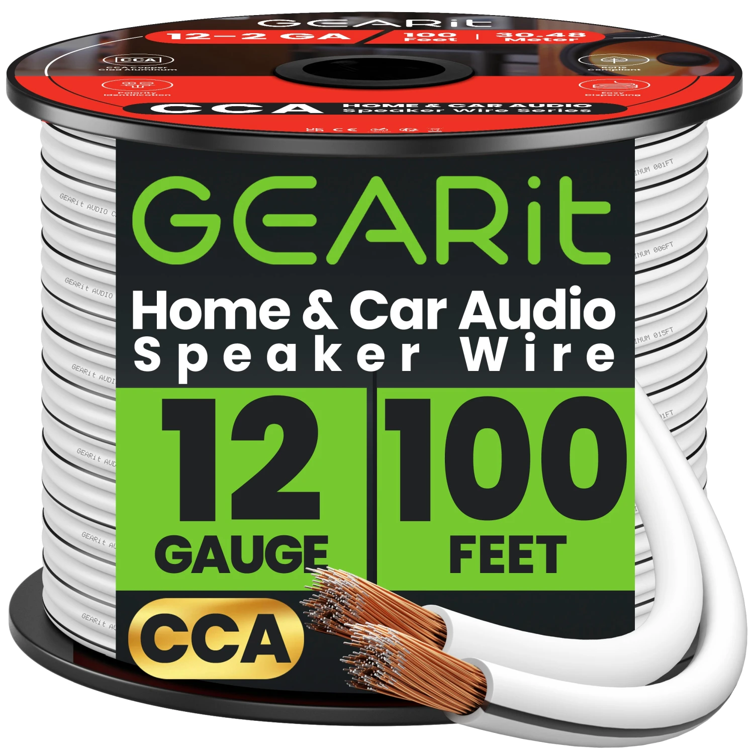 12 Gauge CCA Speaker Wire(Gearit 12 Gauge Speaker Wire Cca Copper Clad Aluminum Home Theatre Car Speakers More 12 Awg Pro Series) 8 12 Gauge CCA Speaker Wire(Gearit 12 Gauge Speaker Wire Cca Copper Clad Aluminum Home Theatre Car Speakers More 12 Awg Pro Series) - Image 8