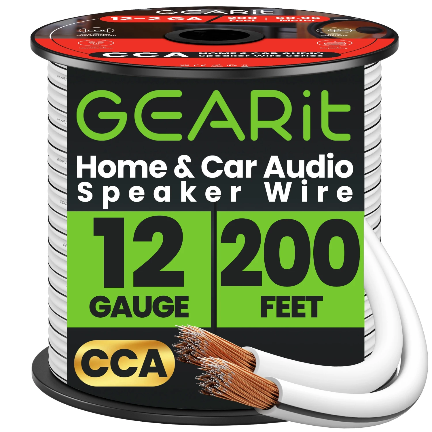 12 Gauge CCA Speaker Wire(Gearit 12 Gauge Speaker Wire Cca Copper Clad Aluminum Home Theatre Car Speakers More 12 Awg Pro Series) 15 12 Gauge CCA Speaker Wire(Gearit 12 Gauge Speaker Wire Cca Copper Clad Aluminum Home Theatre Car Speakers More 12 Awg Pro Series) - Image 15