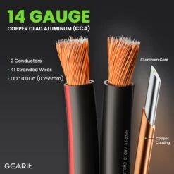 14 Gauge Speaker Wire CCA - Copper Clad Aluminum - Home Theater, Car Speakers & More(Gearit 14 Gauge Speaker Wire Cca Copper Clad Aluminum Home Theatre Car Speakers More 14 Awg Pro Series) -GEARit Store GI SPKR 14AWG CC FT 2 22e5c076 5a73 41c8 85da 01ee0ec9e74a