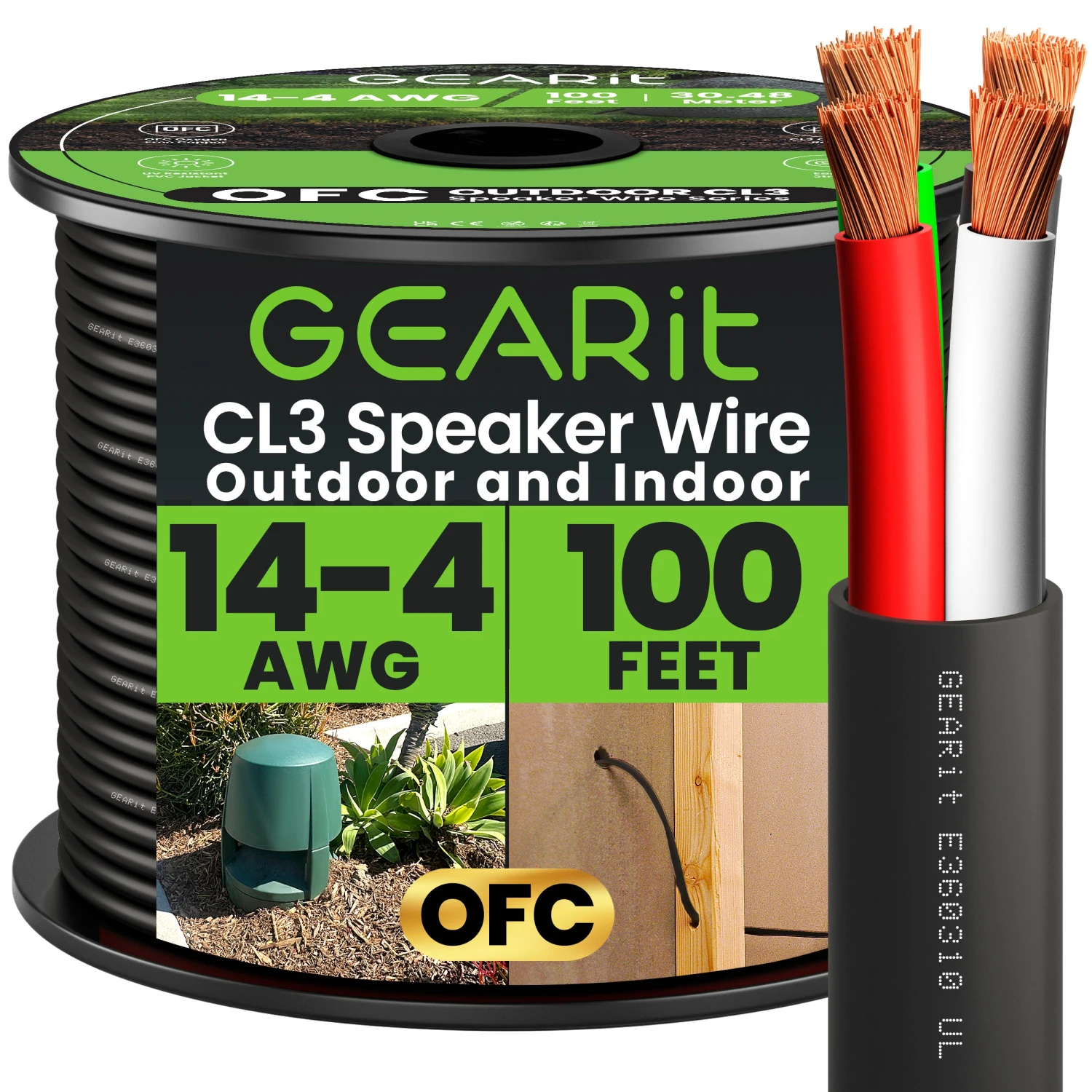 14 AWG In Wall Speaker Wire 4-Conductor Bi-Wire Cables - CL2 Rated - Oxygen Free Copper (OFC), White(Gearit 14 Awg In Wall Speaker Wire 4 Conductor Bi Wire Cables Cl2 Rated Oxygen Free Copper Ofc White) 1 14 AWG In Wall Speaker Wire 4-Conductor Bi-Wire Cables - CL2 Rated - Oxygen Free Copper (OFC), White(Gearit 14 Awg In Wall Speaker Wire 4 Conductor Bi Wire Cables Cl2 Rated Oxygen Free Copper Ofc White)