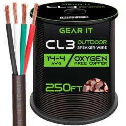 14/4 AWG OFC Outdoor Speaker Wire, Brown(14 4 Awg Ofc Outdoor Speaker Wire Brown) 17 14/4 AWG OFC Outdoor Speaker Wire, Brown(14 4 Awg Ofc Outdoor Speaker Wire Brown) -GEARit Store GI SPKR 14AWG CL3 BN 250C4