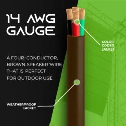 14/4 AWG OFC Outdoor Speaker Wire, Brown(14 4 Awg Ofc Outdoor Speaker Wire Brown) 11 14/4 AWG OFC Outdoor Speaker Wire, Brown(14 4 Awg Ofc Outdoor Speaker Wire Brown) -GEARit Store GI SPKR 14AWG CL3 BN 4C 3