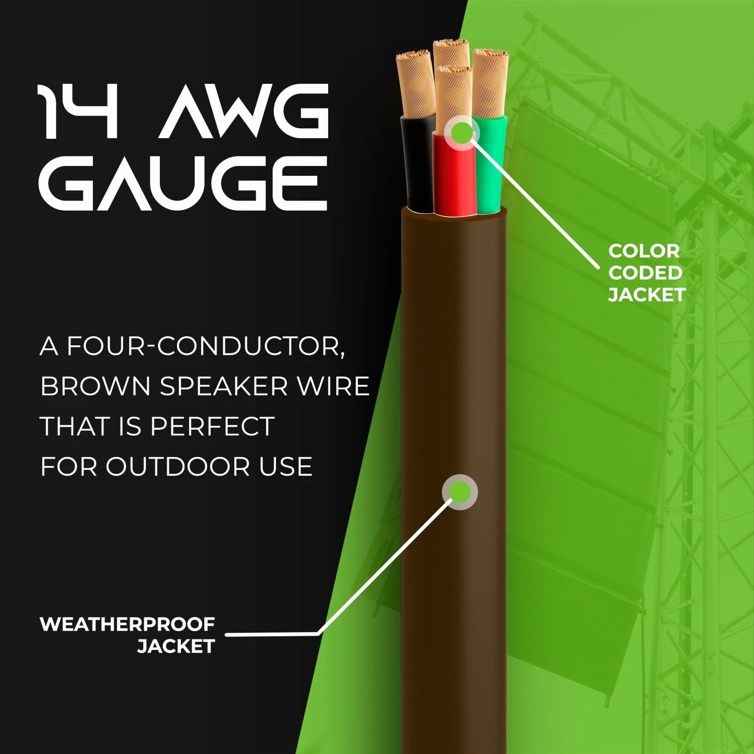14/4 AWG OFC Outdoor Speaker Wire, Brown(14 4 Awg Ofc Outdoor Speaker Wire Brown) 3 14/4 AWG OFC Outdoor Speaker Wire, Brown(14 4 Awg Ofc Outdoor Speaker Wire Brown) - Image 3