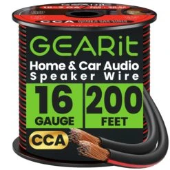 16 Gauge Speaker Wire CCA - Copper Clad Aluminum - Home Theater, Car Speakers & More(Gearit 16 Gauge Speaker Wire Cca Copper Clad Aluminum Home Theatre Car Speakers More 16 Awg Pro Series) -GEARit Store GI SPKR 16AWG CC 200FT