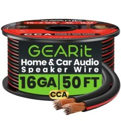 16 Gauge Speaker Wire CCA - Copper Clad Aluminum - Home Theater, Car Speakers & More(Gearit 16 Gauge Speaker Wire Cca Copper Clad Aluminum Home Theatre Car Speakers More 16 Awg Pro Series)
