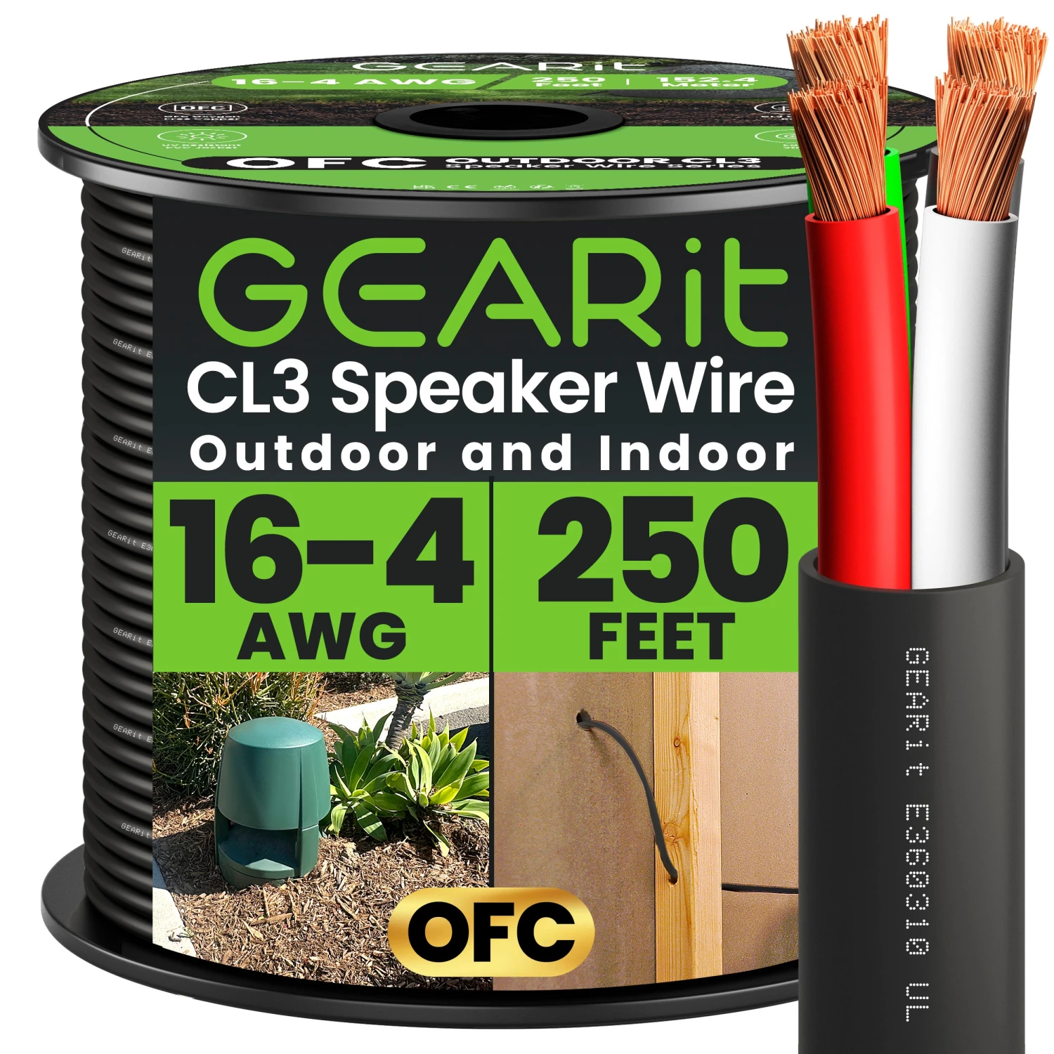 16 AWG In Wall Speaker Wire 4-Conductor Bi-Wire Cables - CL2 Rated - Oxygen Free Copper (OFC), White(Gearit 16 Awg In Wall Speaker Wire 4 Conductor Bi Wire Cables Cl2 Rated Oxygen Free Copper Ofc White) 7 16 AWG In Wall Speaker Wire 4-Conductor Bi-Wire Cables - CL2 Rated - Oxygen Free Copper (OFC), White(Gearit 16 Awg In Wall Speaker Wire 4 Conductor Bi Wire Cables Cl2 Rated Oxygen Free Copper Ofc White) - Image 7
