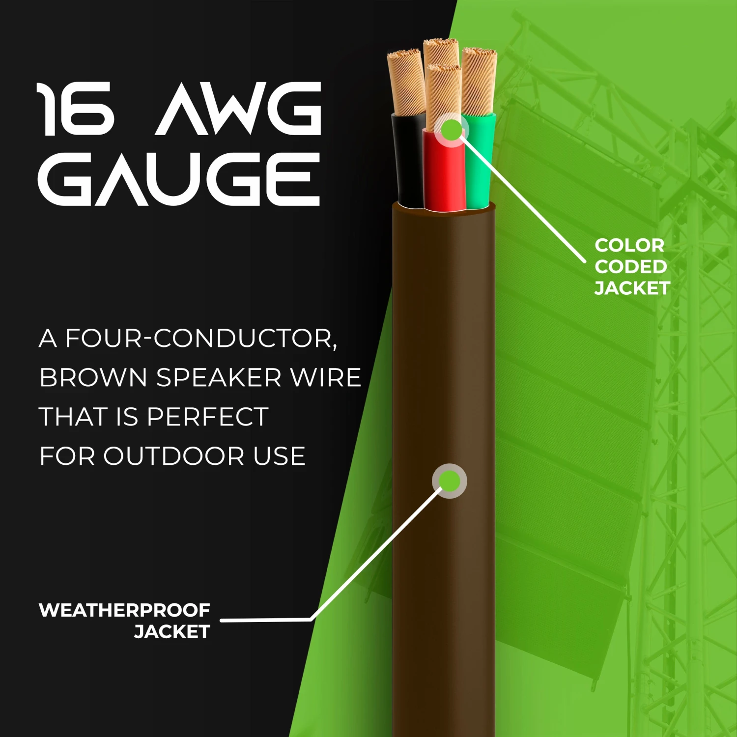 16/4 AWG OFC Outdoor Speaker Wire, Brown(16 4 Awg Ofc Outdoor Speaker Wire Brown) 3 16/4 AWG OFC Outdoor Speaker Wire, Brown(16 4 Awg Ofc Outdoor Speaker Wire Brown) - Image 3