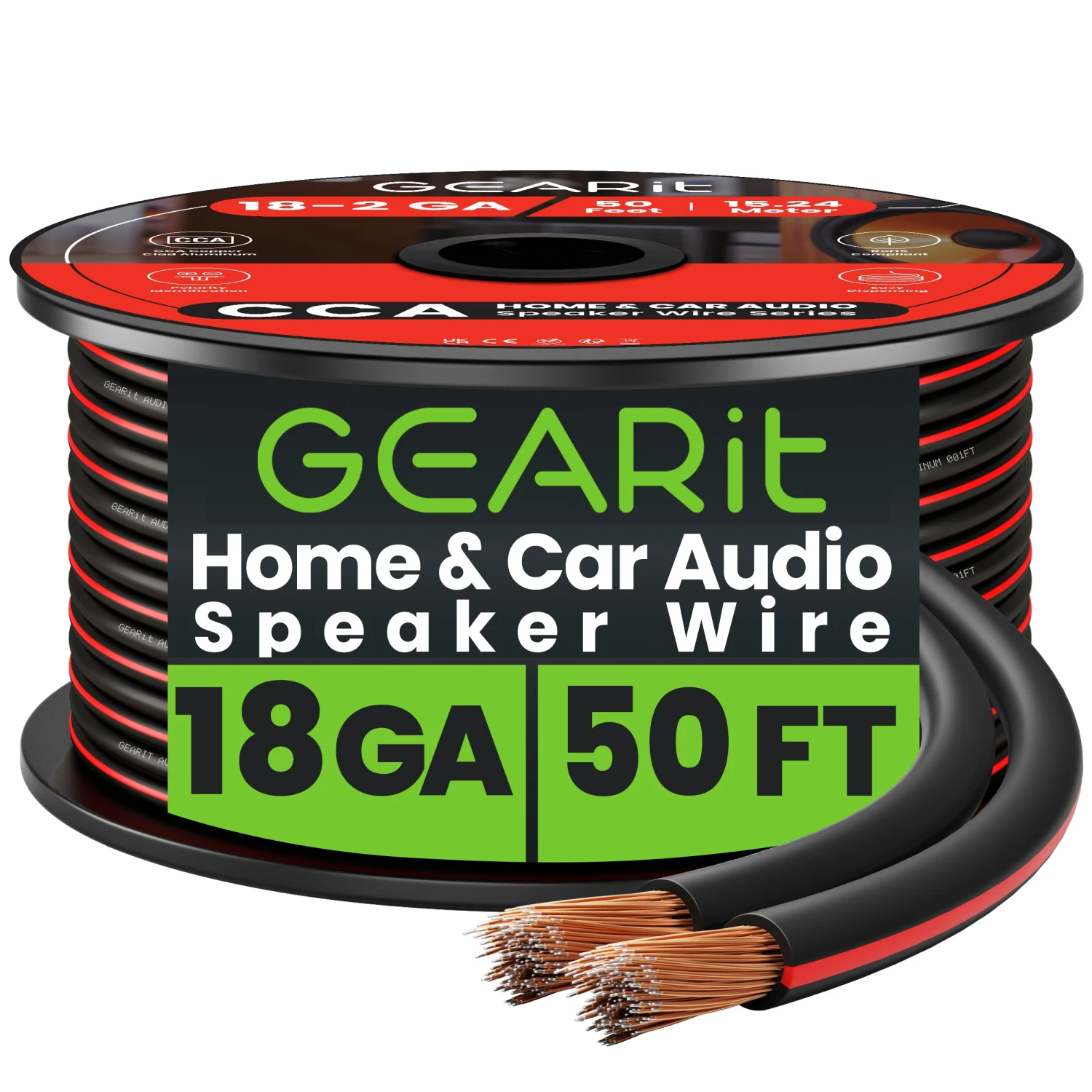 18 Gauge Speaker Wire CCA - Copper Clad Aluminum - Home Theater, Car Speakers & More(Gearit 18 Gauge Speaker Wire Cca Copper Clad Aluminum Home Theatre Car Speakers More 14 Awg Pro Series) 9 18 Gauge Speaker Wire CCA - Copper Clad Aluminum - Home Theater, Car Speakers & More(Gearit 18 Gauge Speaker Wire Cca Copper Clad Aluminum Home Theatre Car Speakers More 14 Awg Pro Series) - Image 9