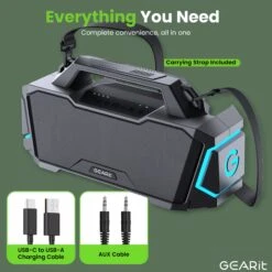 GEARit BOOM 120W Portable Bluetooth Speaker IPX6(Gearit Boom 120w Portable Bluetooth Speake Ipx6) -GEARit Store GI SPKR BT BOOM BK 7.1