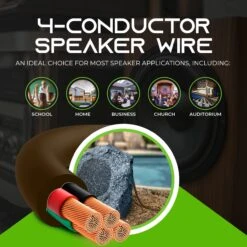 12/4 AWG OFC Outdoor Speaker Wire, Brown(12 4 Awg Ofc Outdoor Speaker Wire Brown) -GEARit Store GI SPKR CL3 BN 4C 4