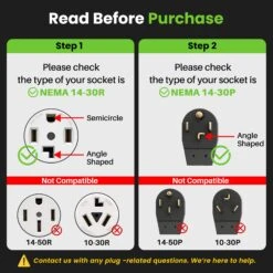 30 Amp NEMA 14-30P To 14-30R And 14-50R Splitter Power Cord Adapter - 4 Prong STW 10AWG 4C(30 Amp Nema 14 30p To 14 30r And 14 50r Splitter Power Cord Adapter 4 Prong Stw 10awg 4c) -GEARit Store GI SPT 1430P 1430R 1450R 1