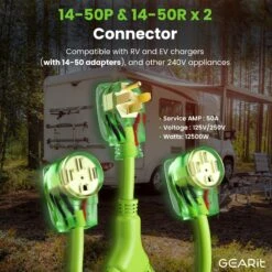 50 Amp NEMA 14-50P To Dual NEMA 14-50R Splitter Power Cord Adapter - 4 Prong STW 6/3, 8/1 AWG(50 Amp Nema 14 50p To Dual Nema 14 50r Splitter Power Cord Adapter 4 Prong Stw 6 3 8 1 Awg) 11 50 Amp NEMA 14-50P To Dual NEMA 14-50R Splitter Power Cord Adapter - 4 Prong STW 6/3, 8/1 AWG(50 Amp Nema 14 50p To Dual Nema 14 50r Splitter Power Cord Adapter 4 Prong Stw 6 3 8 1 Awg) -GEARit Store GI SPT 1450P 1450R2 4