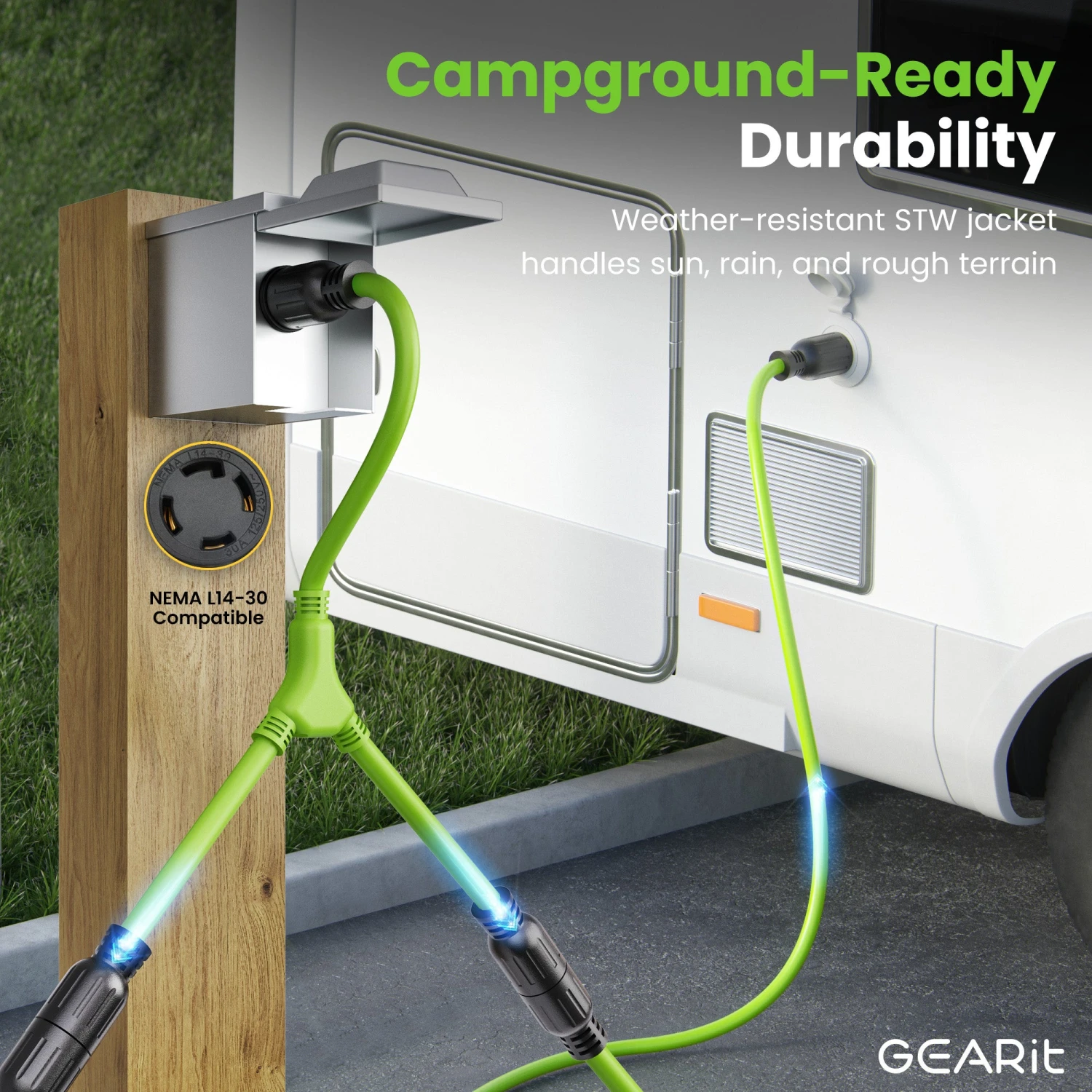 30 Amp 10/4 AWG NEMA L14-30P To 2x L14-30R SJTW Splitter Power Cord Adapter(30 Amp Nema L14 30p To Dual Nema L14 30r Splitter Power Cord Adapter Locking 4 Prong Sjtw 10awg 4c) 4 30 Amp 10/4 AWG NEMA L14-30P To 2x L14-30R SJTW Splitter Power Cord Adapter(30 Amp Nema L14 30p To Dual Nema L14 30r Splitter Power Cord Adapter Locking 4 Prong Sjtw 10awg 4c) - Image 4