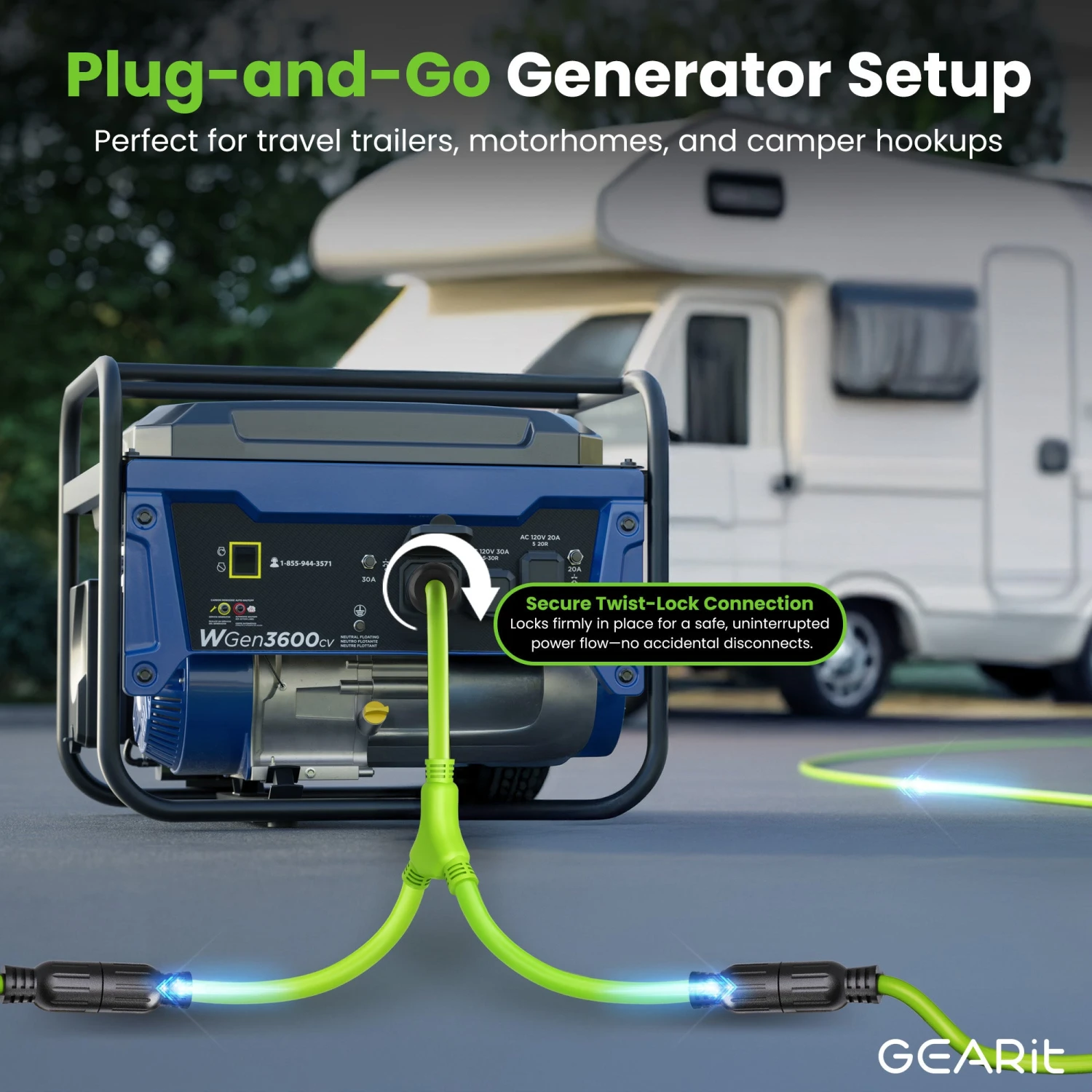 30 Amp 10/4 AWG NEMA L14-30P To 2x L14-30R SJTW Splitter Power Cord Adapter(30 Amp Nema L14 30p To Dual Nema L14 30r Splitter Power Cord Adapter Locking 4 Prong Sjtw 10awg 4c) 5 30 Amp 10/4 AWG NEMA L14-30P To 2x L14-30R SJTW Splitter Power Cord Adapter(30 Amp Nema L14 30p To Dual Nema L14 30r Splitter Power Cord Adapter Locking 4 Prong Sjtw 10awg 4c) - Image 5