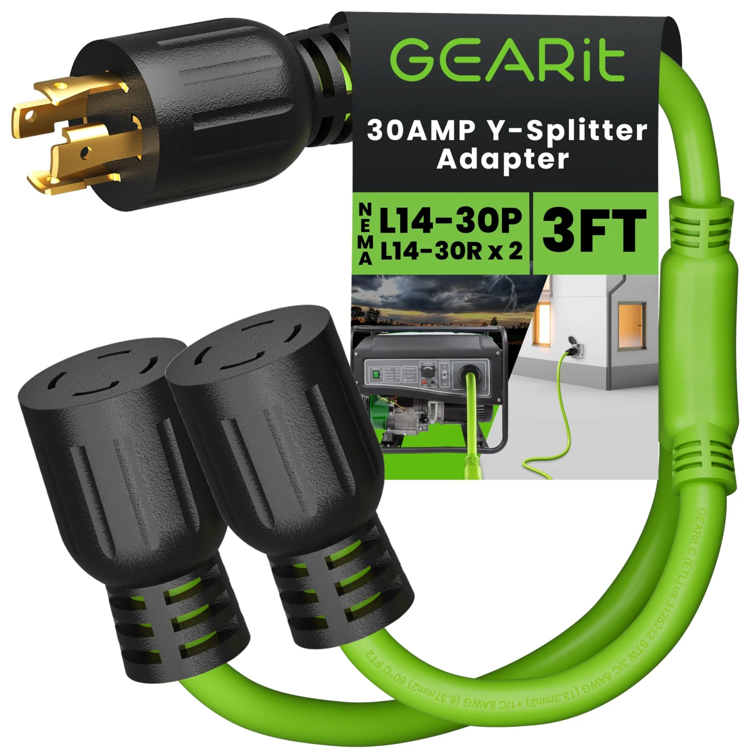 30 Amp 10/4 AWG NEMA L14-30P To 2x L14-30R SJTW Splitter Power Cord Adapter(30 Amp Nema L14 30p To Dual Nema L14 30r Splitter Power Cord Adapter Locking 4 Prong Sjtw 10awg 4c) 1 30 Amp 10/4 AWG NEMA L14-30P To 2x L14-30R SJTW Splitter Power Cord Adapter(30 Amp Nema L14 30p To Dual Nema L14 30r Splitter Power Cord Adapter Locking 4 Prong Sjtw 10awg 4c)