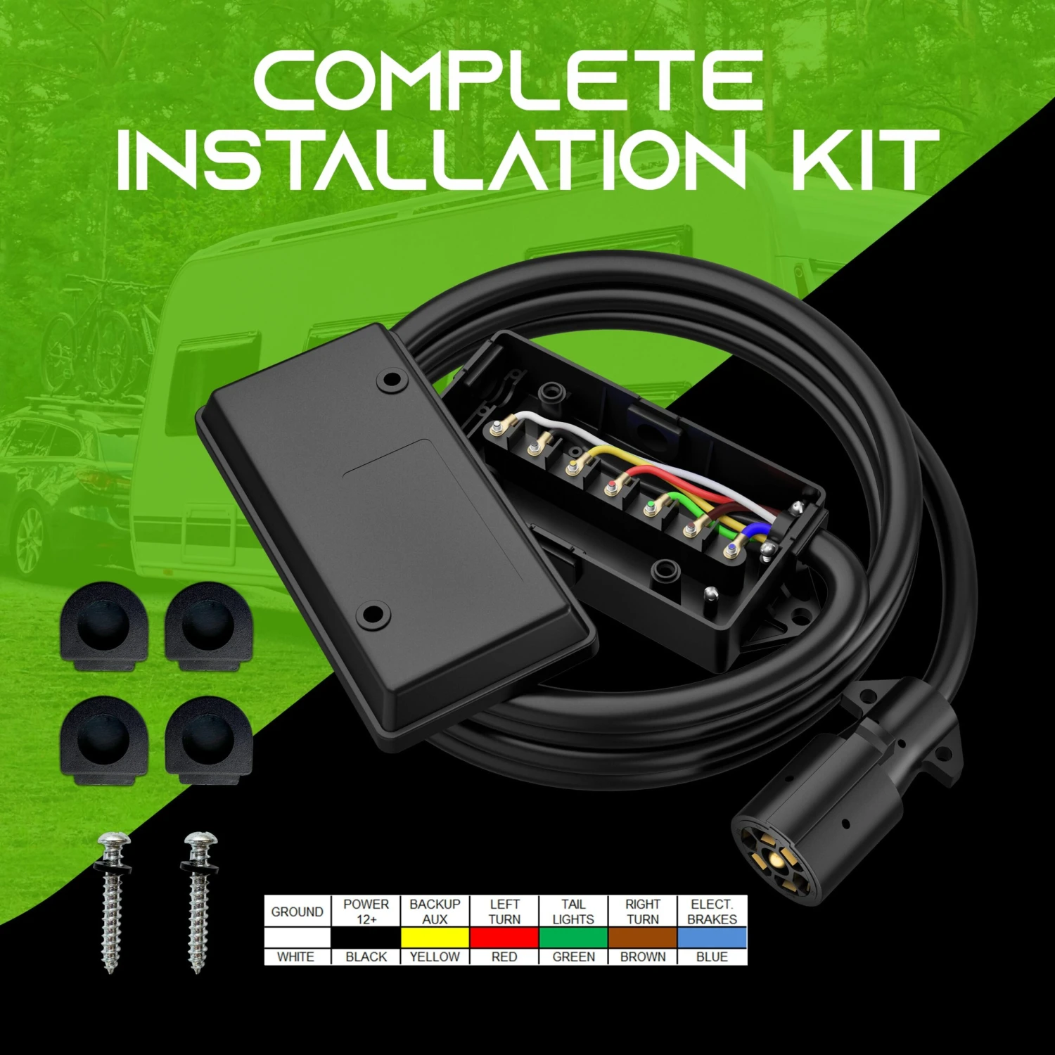 7 Way Conductor Wire RV Trailer Cord With Junction Box(7 Way Plug Inline Trailer Cord With Weatherproof 7 Gang Junction Box) 5 7 Way Conductor Wire RV Trailer Cord With Junction Box(7 Way Plug Inline Trailer Cord With Weatherproof 7 Gang Junction Box) - Image 5