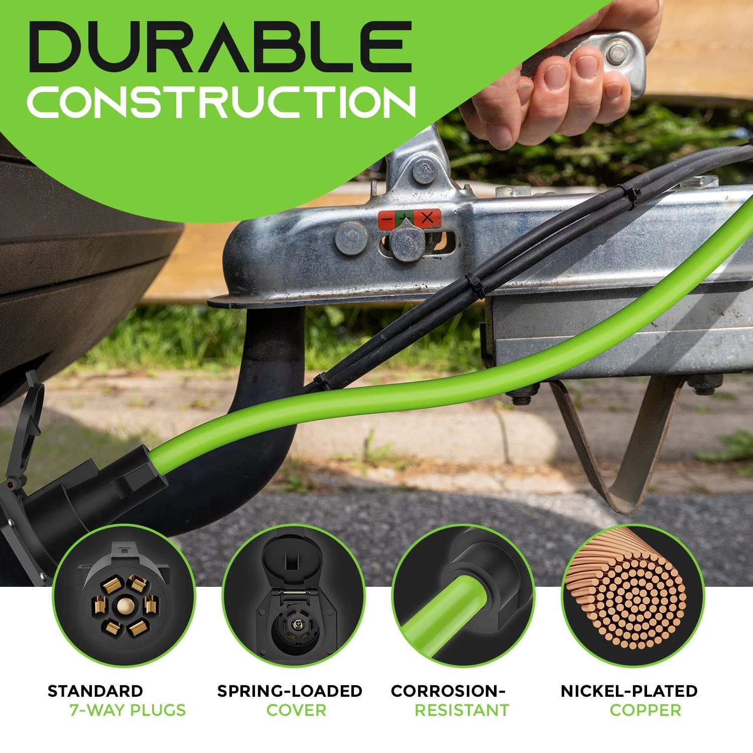 Heavy Duty 7 Way RV Trailer Extension Cord With Dust Cover(Heavy Duty7 Way Rv Trailer Extension Cord) 8 Heavy Duty 7 Way RV Trailer Extension Cord With Dust Cover(Heavy Duty7 Way Rv Trailer Extension Cord) - Image 8