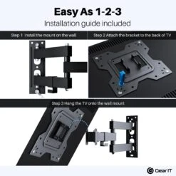 TV Wall Mount For 23-43inch TVs (Up To 66 Lbs)(Gearit 23 43 Tv Wall Mount Full Motion Swivel Tilting Up To 66 Lbs) 12 TV Wall Mount For 23-43inch TVs (Up To 66 Lbs)(Gearit 23 43 Tv Wall Mount Full Motion Swivel Tilting Up To 66 Lbs) -GEARit Store GI TVF BK 43 3