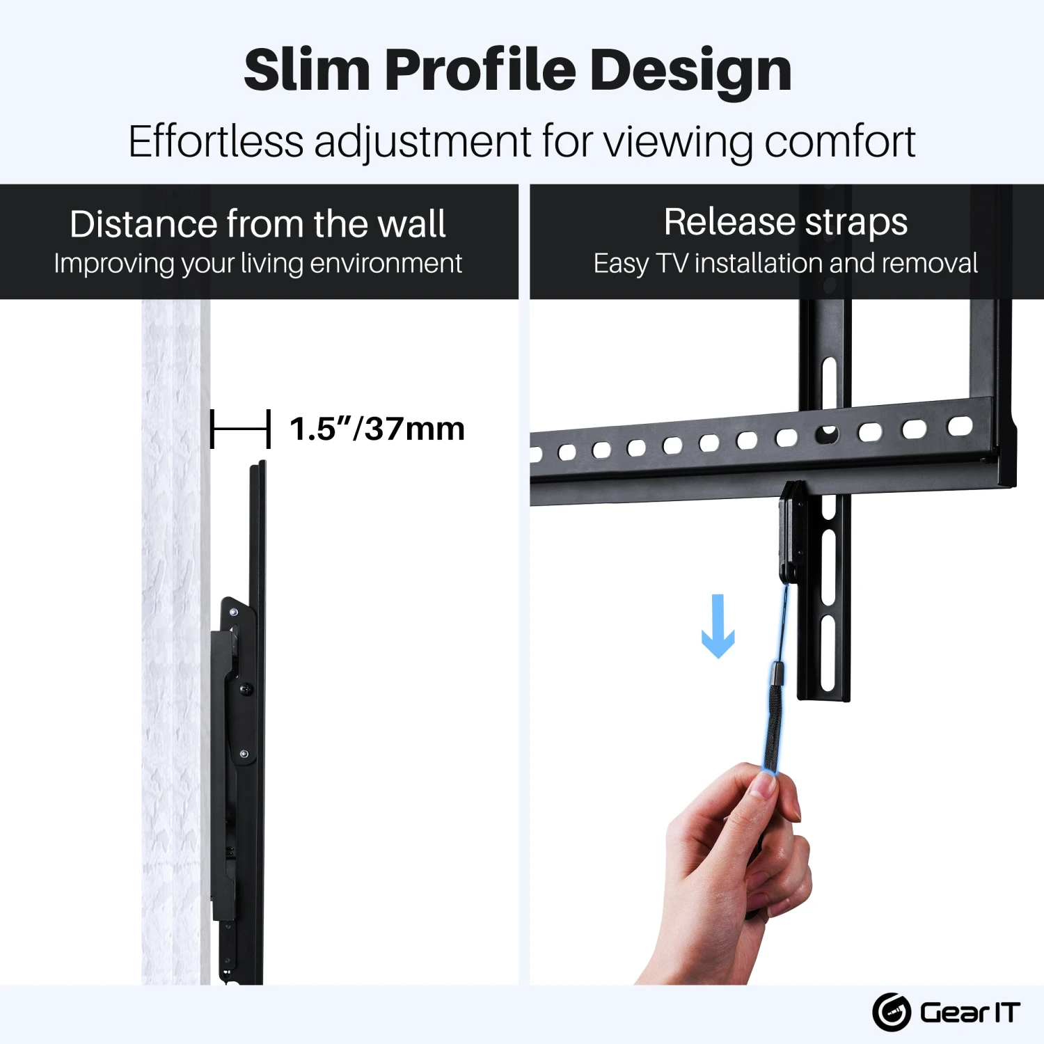 Fixed TV Wall Mount 37-80inch TVs (Up To 165 Lbs)(Gearit 37 80 Tv Wall Mount Slim Full Tilt Up To 165 Lbs) 5 Fixed TV Wall Mount 37-80inch TVs (Up To 165 Lbs)(Gearit 37 80 Tv Wall Mount Slim Full Tilt Up To 165 Lbs) - Image 5