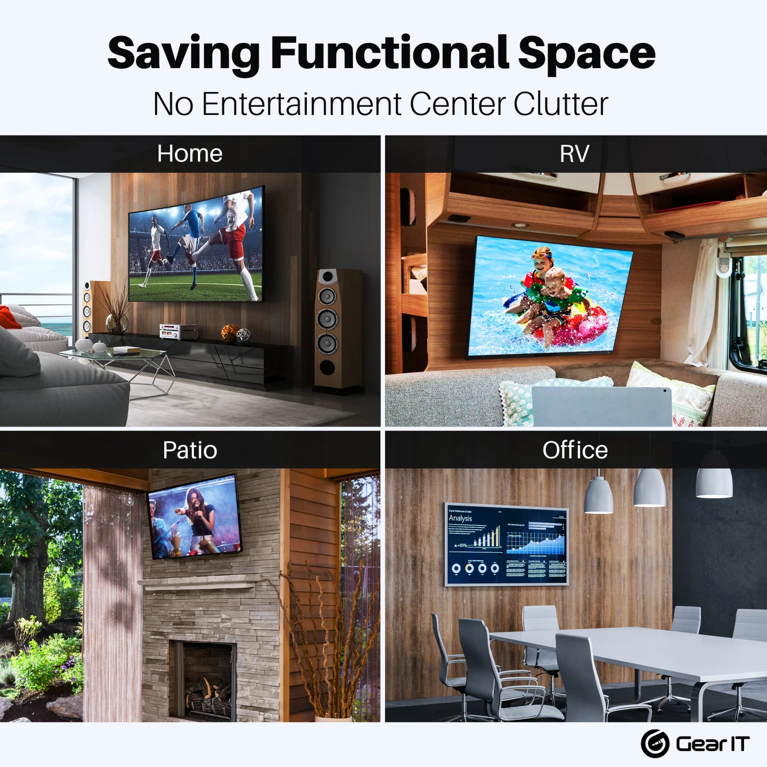 Fixed TV Wall Mount 37-80inch TVs (Up To 165 Lbs)(Gearit 37 80 Tv Wall Mount Slim Full Tilt Up To 165 Lbs) 8 Fixed TV Wall Mount 37-80inch TVs (Up To 165 Lbs)(Gearit 37 80 Tv Wall Mount Slim Full Tilt Up To 165 Lbs) - Image 8