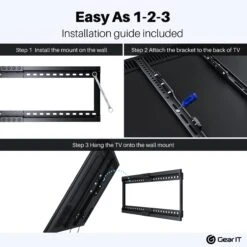 Fixed TV Wall Mount 37-80inch TVs (Up To 165 Lbs)(Gearit 37 80 Tv Wall Mount Slim Full Tilt Up To 165 Lbs) 17 Fixed TV Wall Mount 37-80inch TVs (Up To 165 Lbs)(Gearit 37 80 Tv Wall Mount Slim Full Tilt Up To 165 Lbs) -GEARit Store GI TVF BK 80 8