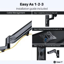 TV Wall Mount For 23-43inch TVs (Up To 50.6 Lbs)(Gearit 23 43 Tv Wall Mount Articulating Arm Full Motion Gas Spring Up To 50 6 Lbs) 17 TV Wall Mount For 23-43inch TVs (Up To 50.6 Lbs)(Gearit 23 43 Tv Wall Mount Articulating Arm Full Motion Gas Spring Up To 50 6 Lbs) -GEARit Store GI TVM BK 43 8