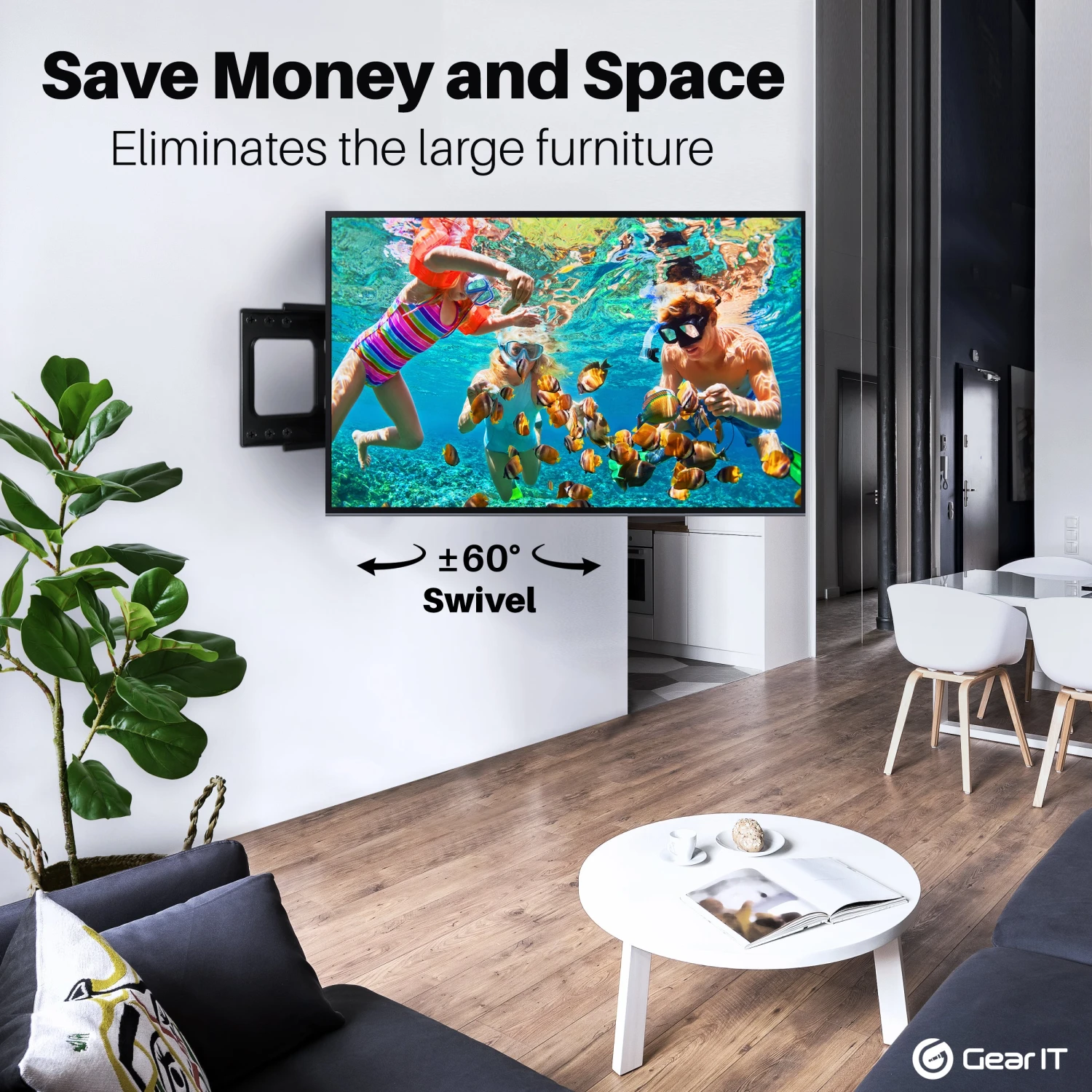 Swivel TV Wall Mount For 37-80inch TVs (Up To 132 Lbs)(Gearit Tv Wall Mount Monitor Tvs 37 To 80 Inch Up To 132lbs Full Motion Swivel Tilt Articulating Arm Vesa 200 300 400 600) 4 Swivel TV Wall Mount For 37-80inch TVs (Up To 132 Lbs)(Gearit Tv Wall Mount Monitor Tvs 37 To 80 Inch Up To 132lbs Full Motion Swivel Tilt Articulating Arm Vesa 200 300 400 600) - Image 4