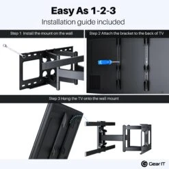 Swivel TV Wall Mount For 37-80inch TVs (Up To 132 Lbs)(Gearit Tv Wall Mount Monitor Tvs 37 To 80 Inch Up To 132lbs Full Motion Swivel Tilt Articulating Arm Vesa 200 300 400 600) 17 Swivel TV Wall Mount For 37-80inch TVs (Up To 132 Lbs)(Gearit Tv Wall Mount Monitor Tvs 37 To 80 Inch Up To 132lbs Full Motion Swivel Tilt Articulating Arm Vesa 200 300 400 600) -GEARit Store GI TVM BK 80 8