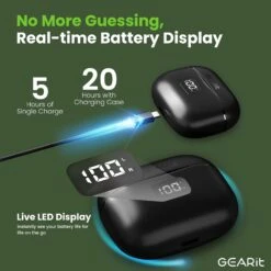 GEARit True Wireless Bluetooth Earbuds W/ Active Noise Cancellation, Touch Control LCD Display(Gearit True Wireless Bluetooth Earbuds W Active Noise Cancellation Touch Control Lcd Display) -GEARit Store GI TWS FF ST BK 101 6