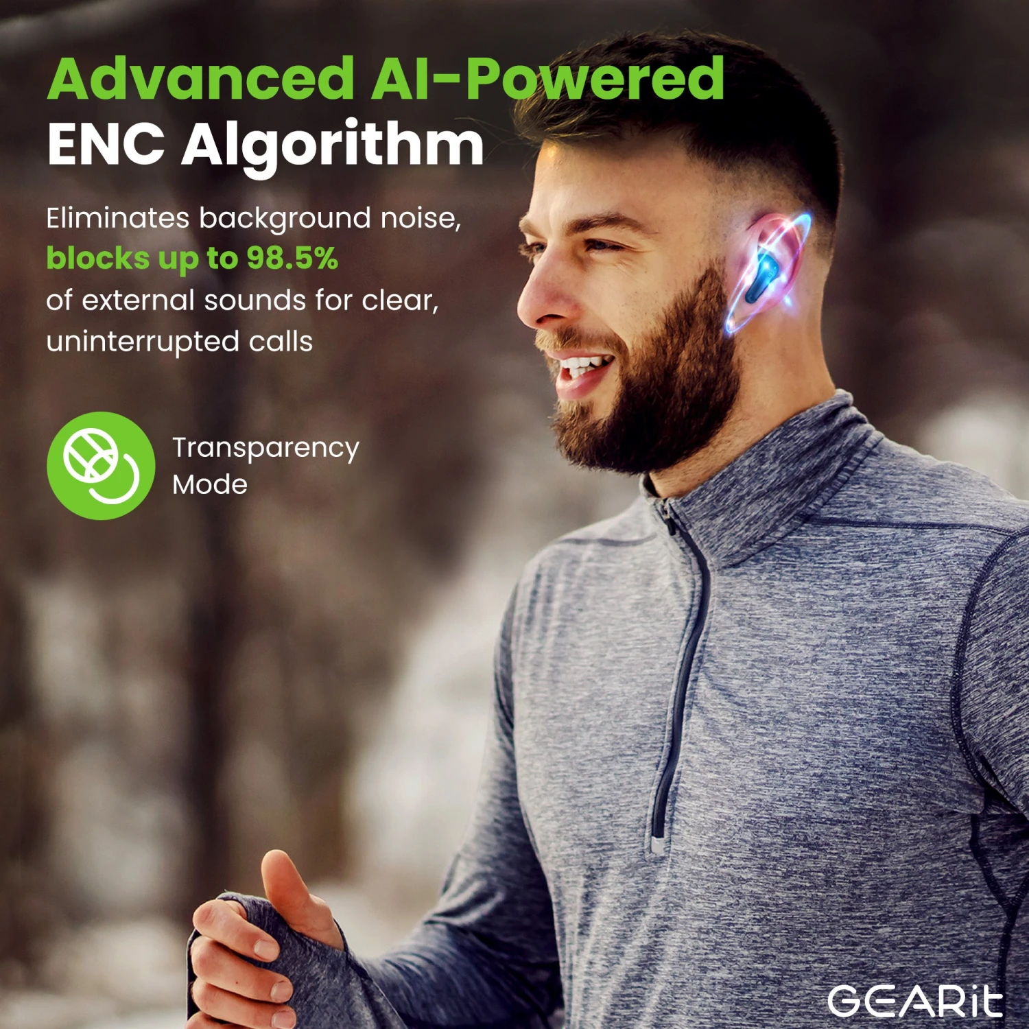 GEARit True Wireless Earbuds W/ Adaptive Hybrid ANC 16 Hour Battery Qi Charging(Gearit True Wireless Bluetooth Earbuds W Active Noise Cancellation) 2 GEARit True Wireless Earbuds W/ Adaptive Hybrid ANC 16 Hour Battery Qi Charging(Gearit True Wireless Bluetooth Earbuds W Active Noise Cancellation) - Image 2