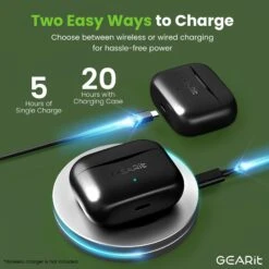 GEARit True Wireless Earbuds W/ Adaptive Hybrid ANC 16 Hour Battery Qi Charging(Gearit True Wireless Bluetooth Earbuds W Active Noise Cancellation) 13 GEARit True Wireless Earbuds W/ Adaptive Hybrid ANC 16 Hour Battery Qi Charging(Gearit True Wireless Bluetooth Earbuds W Active Noise Cancellation) -GEARit Store GI TWS FF ST BK 111 6