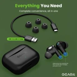GEARit True Wireless Earbuds W/ Adaptive Hybrid ANC 16 Hour Battery Qi Charging(Gearit True Wireless Bluetooth Earbuds W Active Noise Cancellation) 15 GEARit True Wireless Earbuds W/ Adaptive Hybrid ANC 16 Hour Battery Qi Charging(Gearit True Wireless Bluetooth Earbuds W Active Noise Cancellation) -GEARit Store GI TWS FF ST BK 111 8