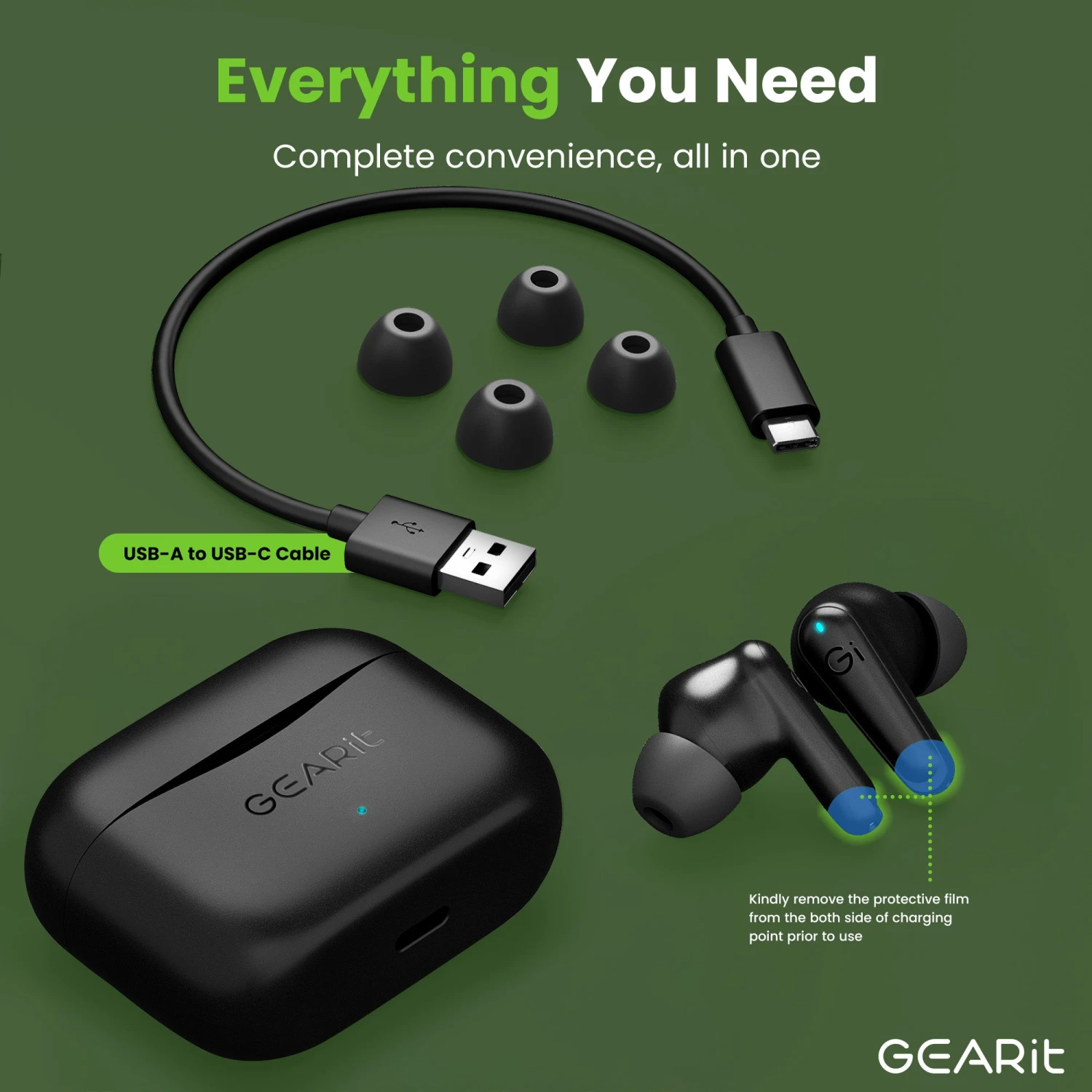 GEARit True Wireless Earbuds W/ Adaptive Hybrid ANC 16 Hour Battery Qi Charging(Gearit True Wireless Bluetooth Earbuds W Active Noise Cancellation) 8 GEARit True Wireless Earbuds W/ Adaptive Hybrid ANC 16 Hour Battery Qi Charging(Gearit True Wireless Bluetooth Earbuds W Active Noise Cancellation) - Image 8