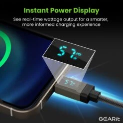 GEARit Lifestyle Series - 100W USB-C To USB-C Cable Fast Charging With Smart Display, 4 Feet(Gearit Lifestyle Series 100w Usb C To Usb C Cable Fast Charging With Smart Display) -GEARit Store GI UC2UC 100W WK41 GY 3 e506e4b1 5d09 42bc 8889 465386be06b6