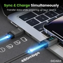 GEARit Lifestyle Series - 100W USB-C To USB-C Cable Fast Charging With Smart Display, 4 Feet(Gearit Lifestyle Series 100w Usb C To Usb C Cable Fast Charging With Smart Display) -GEARit Store GI UC2UC 100W WK41 GY 4 4a27233a 9049 4827 9180 8886dd003fa7
