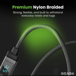 GEARit Lifestyle Series - 100W USB-C To USB-C Cable Fast Charging With Smart Display, 4 Feet(Gearit Lifestyle Series 100w Usb C To Usb C Cable Fast Charging With Smart Display) -GEARit Store GI UC2UC 100W WK41 GY 9