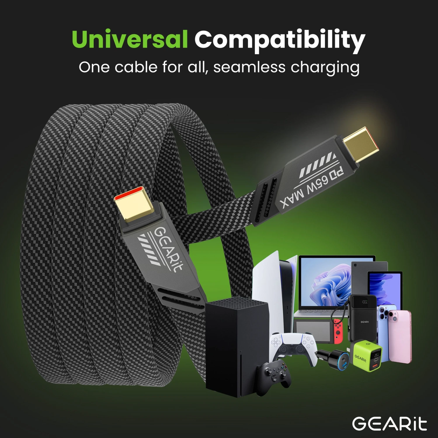 GEARit Lifestyle Series - 65W USB-C To USB-C Cable Fast Charging, 4 Feet(Gearit Lifestyle Series 65w Usb C To Usb C Cable Fast Charging) 7 GEARit Lifestyle Series - 65W USB-C To USB-C Cable Fast Charging, 4 Feet(Gearit Lifestyle Series 65w Usb C To Usb C Cable Fast Charging) - Image 7