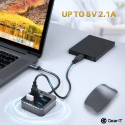 4 Port USB 3.1 Adapter, USB C Hub - Thunderbolt 3/4 Compatible(Gearit Usb C To Usb A Adaptor Type C Hub With Bc1 2 Charging X4 Usb A 3 0 Type C Thunderbolt 3 4 Compatible) -GEARit Store GI UCUSB AL ADPT 3 5