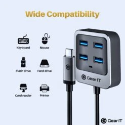 4 Port USB 3.1 Adapter, USB C Hub - Thunderbolt 3/4 Compatible(Gearit Usb C To Usb A Adaptor Type C Hub With Bc1 2 Charging X4 Usb A 3 0 Type C Thunderbolt 3 4 Compatible) -GEARit Store GI UCUSB AL ADPT 5 2